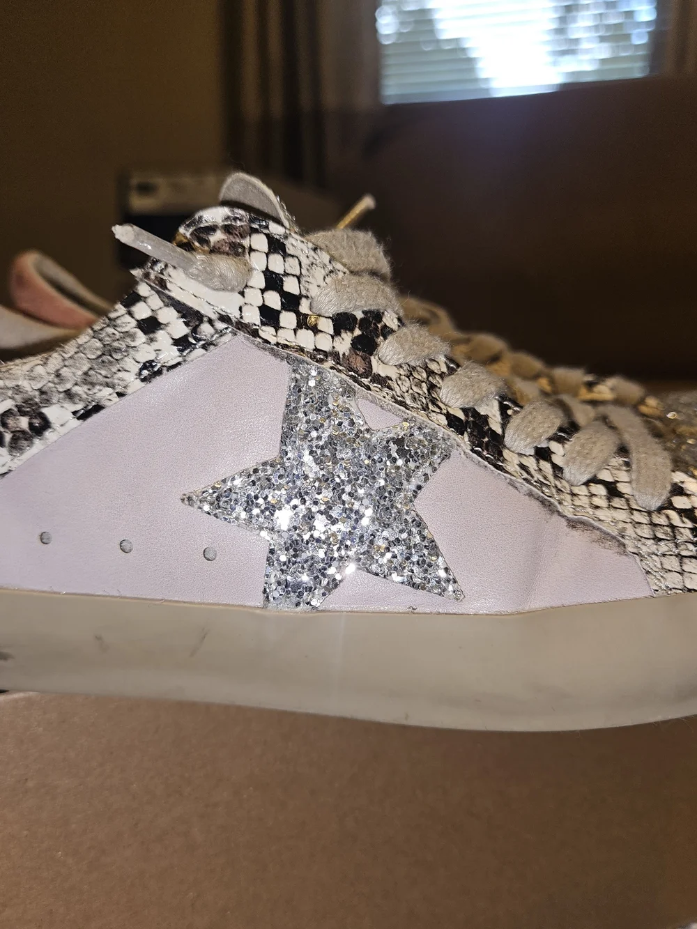 ShuShop Pink, Silver & Black Glitter Snake-Print Kids Sneakers